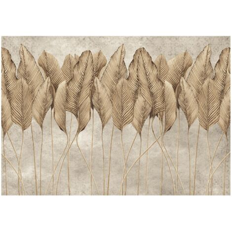 Papier peint panoramique avec feuilles 3D, décoration murale – 250 x 175 cm Wallarena