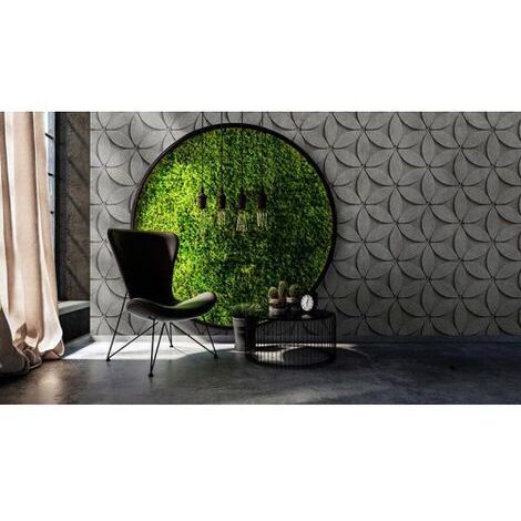 Papier peint panoramique béton à motifs floral géométrique Tapisserie panoramique gris trompe l'œil Papier peint panoramique 3D grise idéale salon