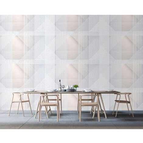 Papier peint panoramique blanc motif graphique Tapisserie panoramique originale pour chambre Papier peint panoramique géométrique pour salon