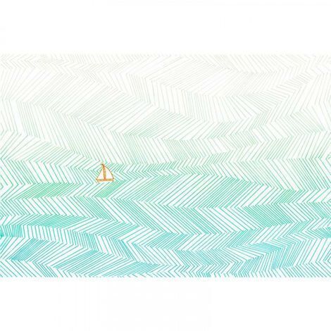 Papier peint panoramique bleu design Tapisserie panoramique océan pour salon Papiers peints panoramique mer original motif bateau