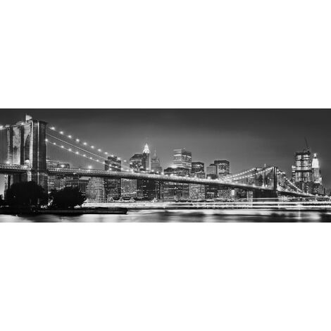 Papier peint panoramique Brooklyn Bridge - 368 x 127 cm de Komar - noir et blanc