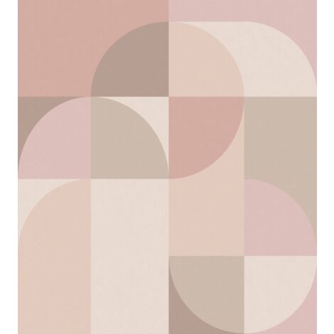 papier peint panoramique cercles de style Bauhaus beige et rose  - Origin Wallcoverings