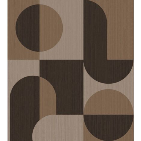 papier peint panoramique cercles de style Bauhaus cervine et marron  - Origin Wallcoverings