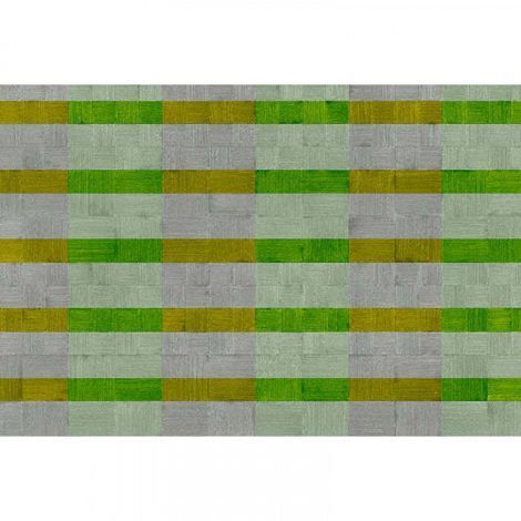 Papier peint panoramique coloré pour style rétro Tapisserie panoramique à rayures aspect bois Papiers peints panoramiques tendance gris et vert