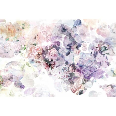 papier peint panoramique des fleurs romantiques multicolore  - Komar