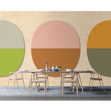 Papier peint panoramique design à motif cercle Tapisserie panoramique multicolore tendance Papier peint panoramique salle à manger