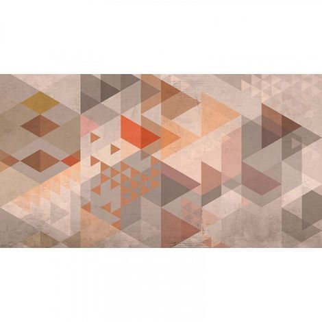 Papier peint panoramique design gris, orange et marron Tapisserie panoramique graphique Papiers peints panoramiques tendances pour bureau