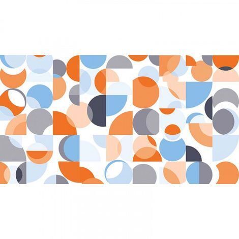 Papier peint panoramique design pour salon Tapisserie panoramique bleue et rouge moderne Papiers peints panoramique motif géométrique