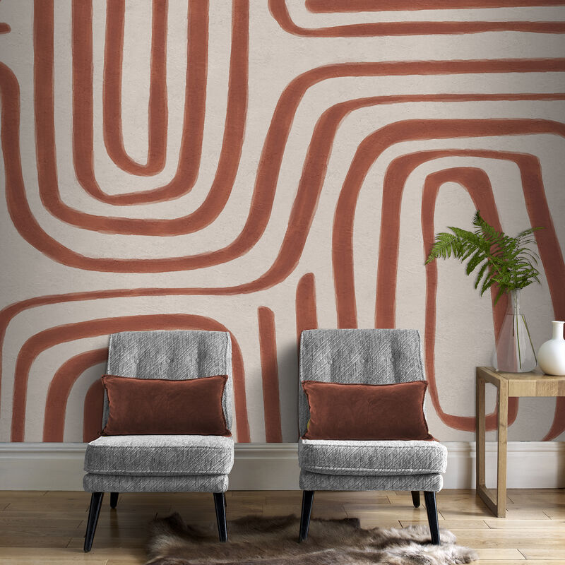 Art For The Home - Papier peint panoramique Diquan 280 x 300cm Rouille, Crème