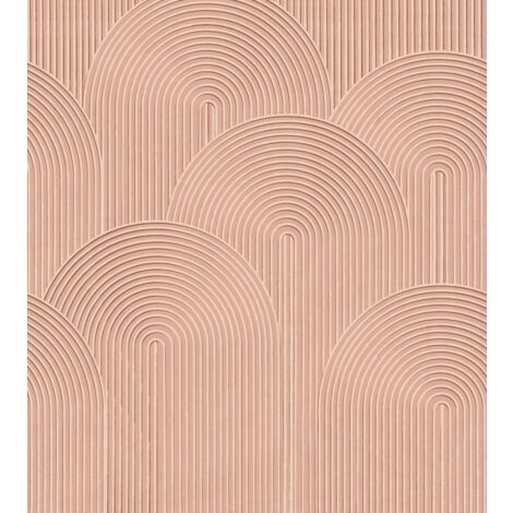 papier peint panoramique effet 3D rose terracotta  - ESTAhome
