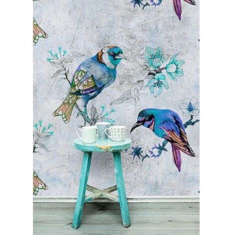 Papier peint panoramique élégant motif oiseaux Tapisserie panoramique nature idéale pour bureau Papier peint panoramique animaux pour chambre