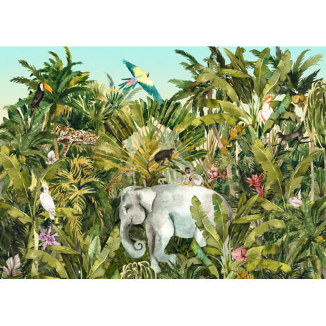 Papier peint panoramique enfant Expédition Jungle