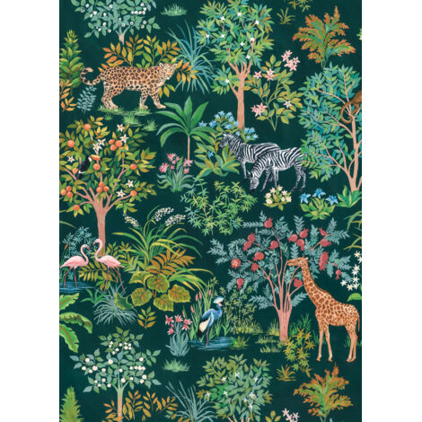 Papier peint panoramique enfant Jungle Heureuse