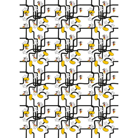 Papier peint panoramique enfant Labyrinthe de Pieds de Mickey