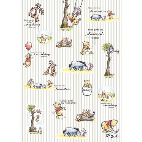 Papier peint panoramique enfant Winnie l’Ourson Rayures