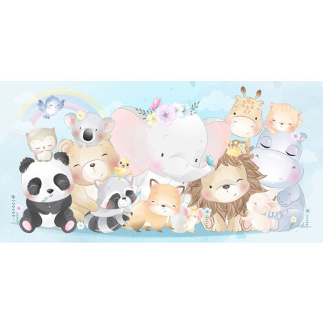 Papier peint panoramique Enfants - Animaux - 130 cm x 65 cm