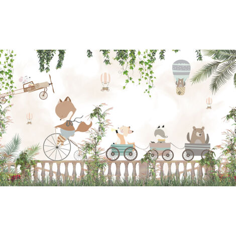 Papier peint panoramique Enfants - Animaux - 130 cm x 75 cm