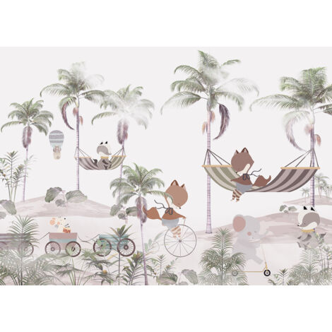 Papier peint panoramique Enfants - Animaux - 195 cm x 140 cm
