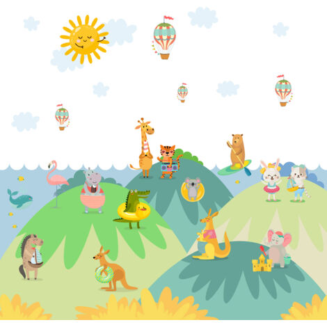 Papier peint panoramique Enfants - Animaux - 334 cm x 320 cm