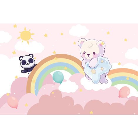 Papier peint panoramique Enfants - Animaux Arcs-en-ciel - 130 cm x 87 cm