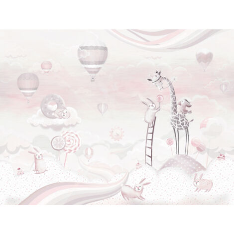 Papier peint panoramique Enfants - Animaux dans le Ciel - 130 cm x 98 cm