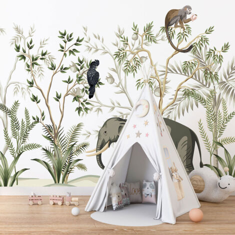 Papier peint panoramique Enfants - Animaux de la Jungle - 130 cm x 70 cm