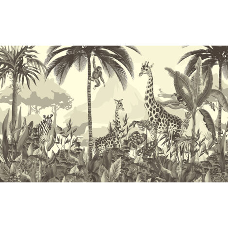 Papier peint panoramique Enfants - Animaux de la Jungle - 130 cm x 78 cm