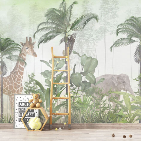 Papier peint panoramique Enfants - Animaux de la Jungle - 130 cm x 78 cm