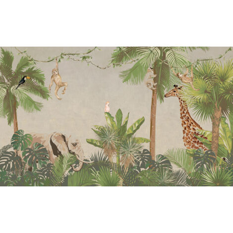 Papier peint panoramique Enfants - Animaux de la Jungle - 130 cm x 78 cm