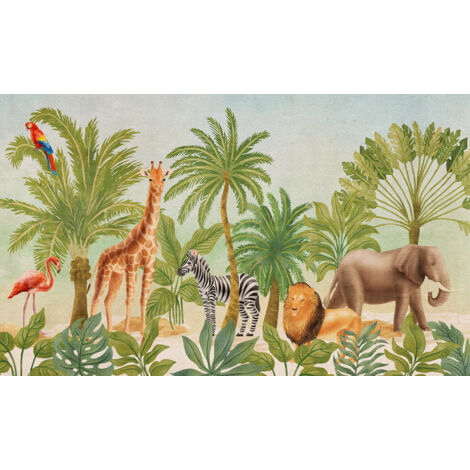 Papier peint panoramique Enfants - Animaux de la Jungle - 130 cm x 78 cm