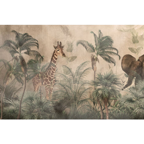 Papier peint panoramique Enfants - Animaux de la Jungle - 130 cm x 85 cm