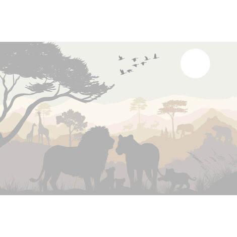 Papier peint panoramique Enfants - Animaux de la Jungle - 130 cm x 86 cm