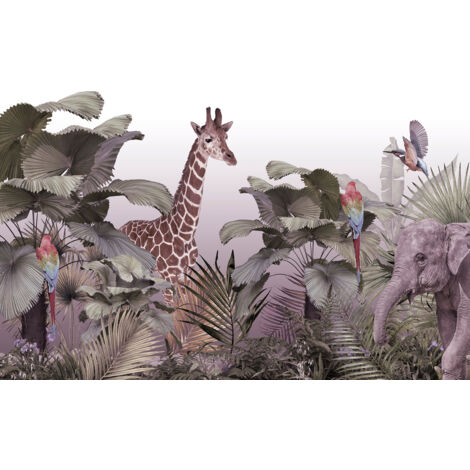 Papier peint panoramique Enfants - Animaux de la Jungle - 130 cm x 87 cm