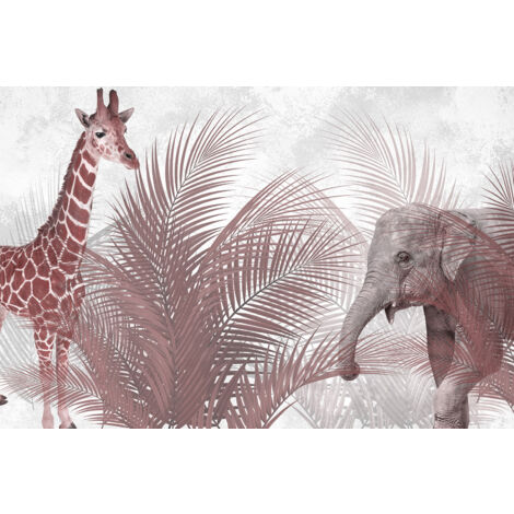 Papier peint panoramique Enfants - Animaux de la Jungle - 130 cm x 87 cm