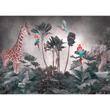 Papier peint panoramique Enfants - Animaux de la Jungle - 130 cm x 93 cm