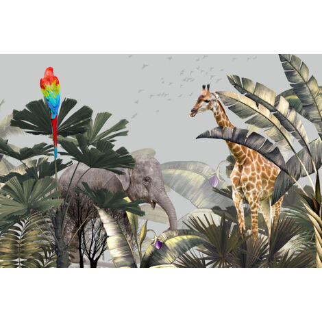 Papier peint panoramique Enfants - Animaux de la Jungle - 483 cm x 320 cm
