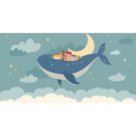 Papier peint panoramique Enfants - Baleine - 130 cm x 78 cm