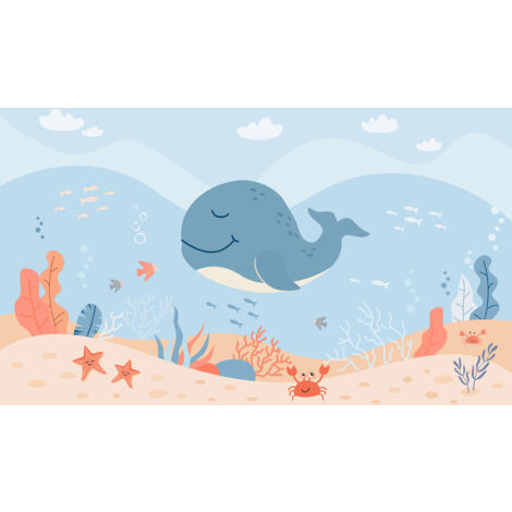 Papier peint panoramique Enfants - Baleine - 130 cm x 78 cm