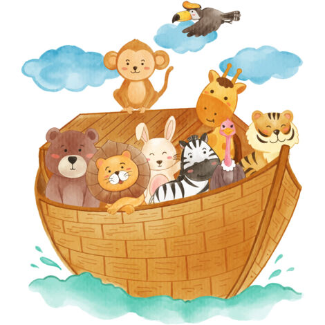 Papier peint panoramique Enfants - Bateau Animaux - 260 cm x 260 cm