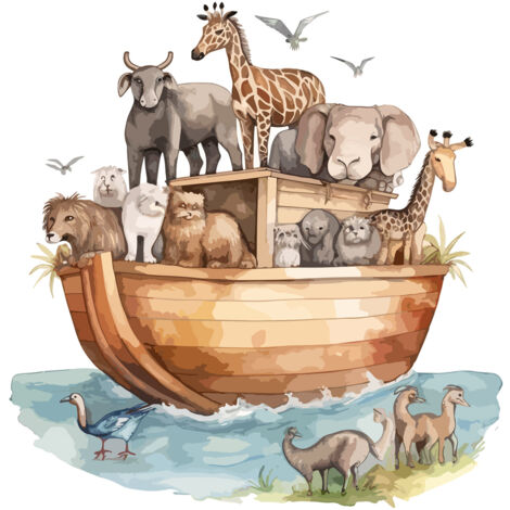 Papier peint panoramique Enfants - Bateau Animaux - 260 cm x 260 cm