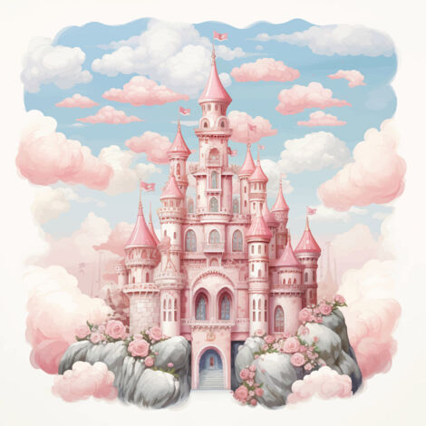 Papier peint panoramique Enfants - Château Enchanté - 130 cm x 130 cm