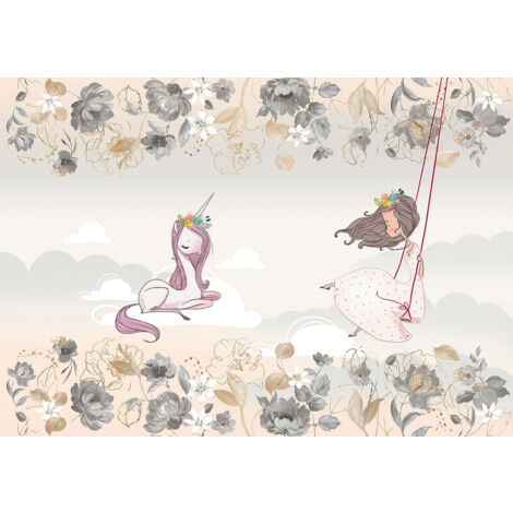 Papier peint panoramique Enfants - Fée Licorne - 130 cm x 91 cm