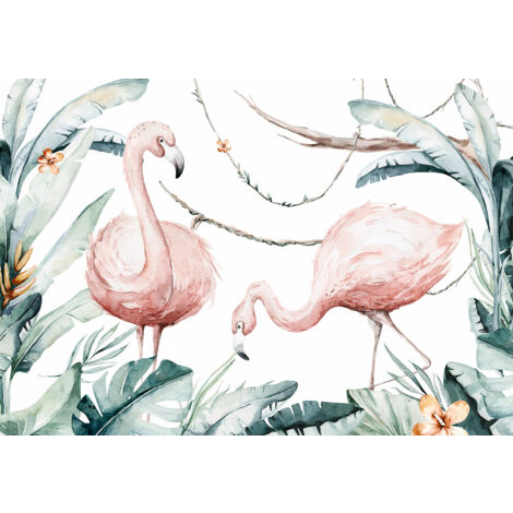 Papier peint panoramique Enfants - Flamants Roses - 325 cm x 226 cm