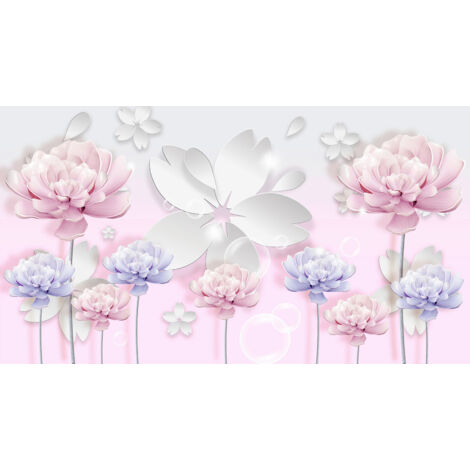 Papier peint panoramique Enfants - Fleurs Effet 3D - 582 cm x 320 cm