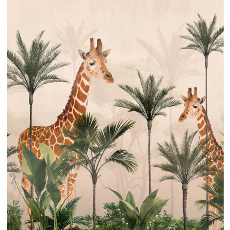 Papier peint panoramique Enfants - Girafes - 130 cm x 138 cm