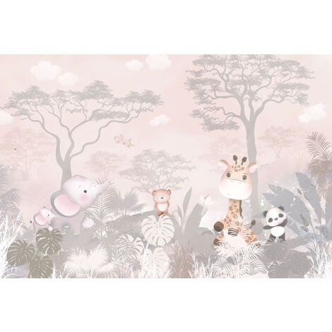 Papier peint panoramique Enfants - Jungle Animaux - 260 cm x 176 cm