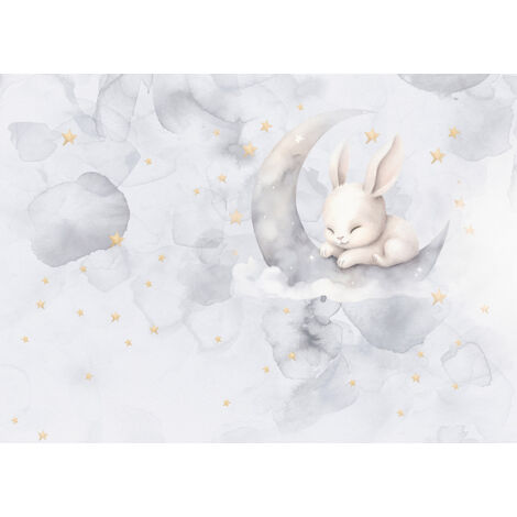 Papier peint panoramique Enfants - Lapin Lune - 130 cm x 93 cm
