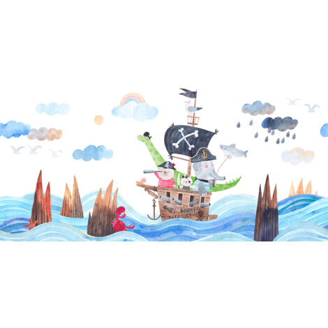 Papier peint panoramique Enfants - Mer Bateau - 130 cm x 65 cm