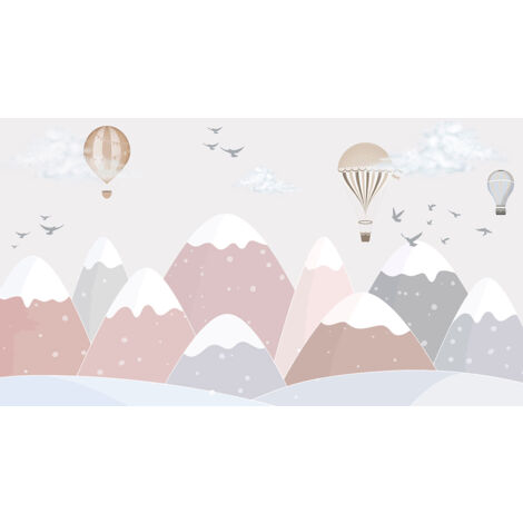 Papier peint panoramique Enfants - Montgolfières - 130 cm x 72 cm
