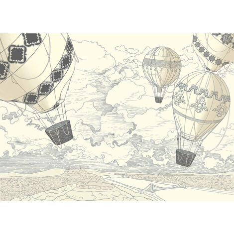 Papier peint panoramique Enfants - Montgolfières - 130 cm x 93 cm